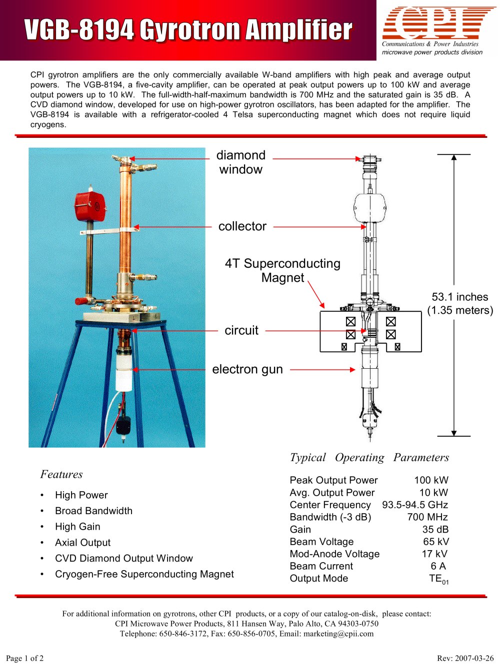 Gyrotron Amplifier - CPI