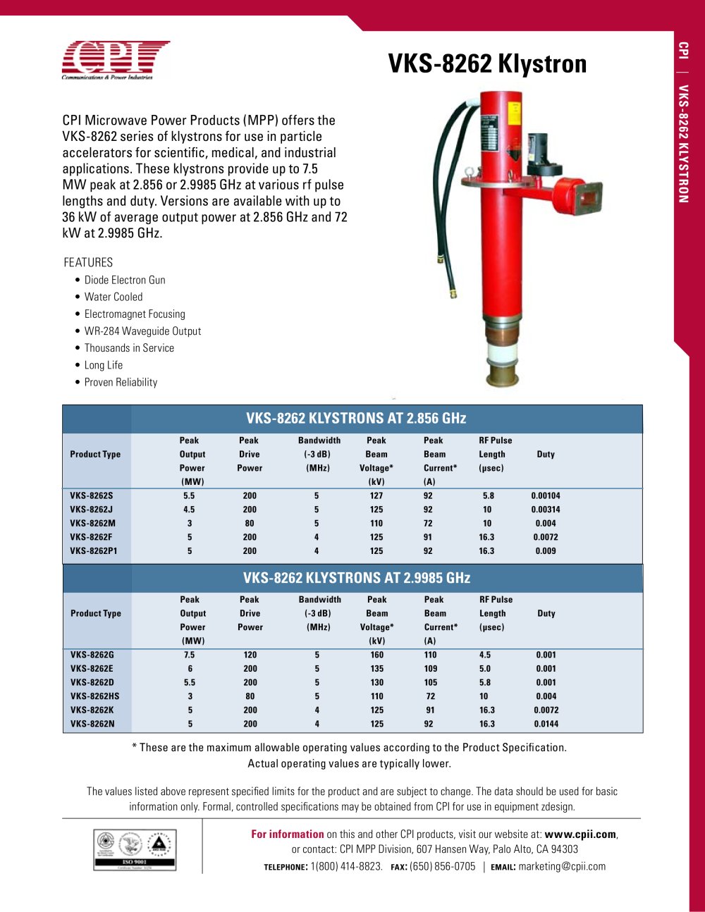 VKS-8262 Klystron - CPI