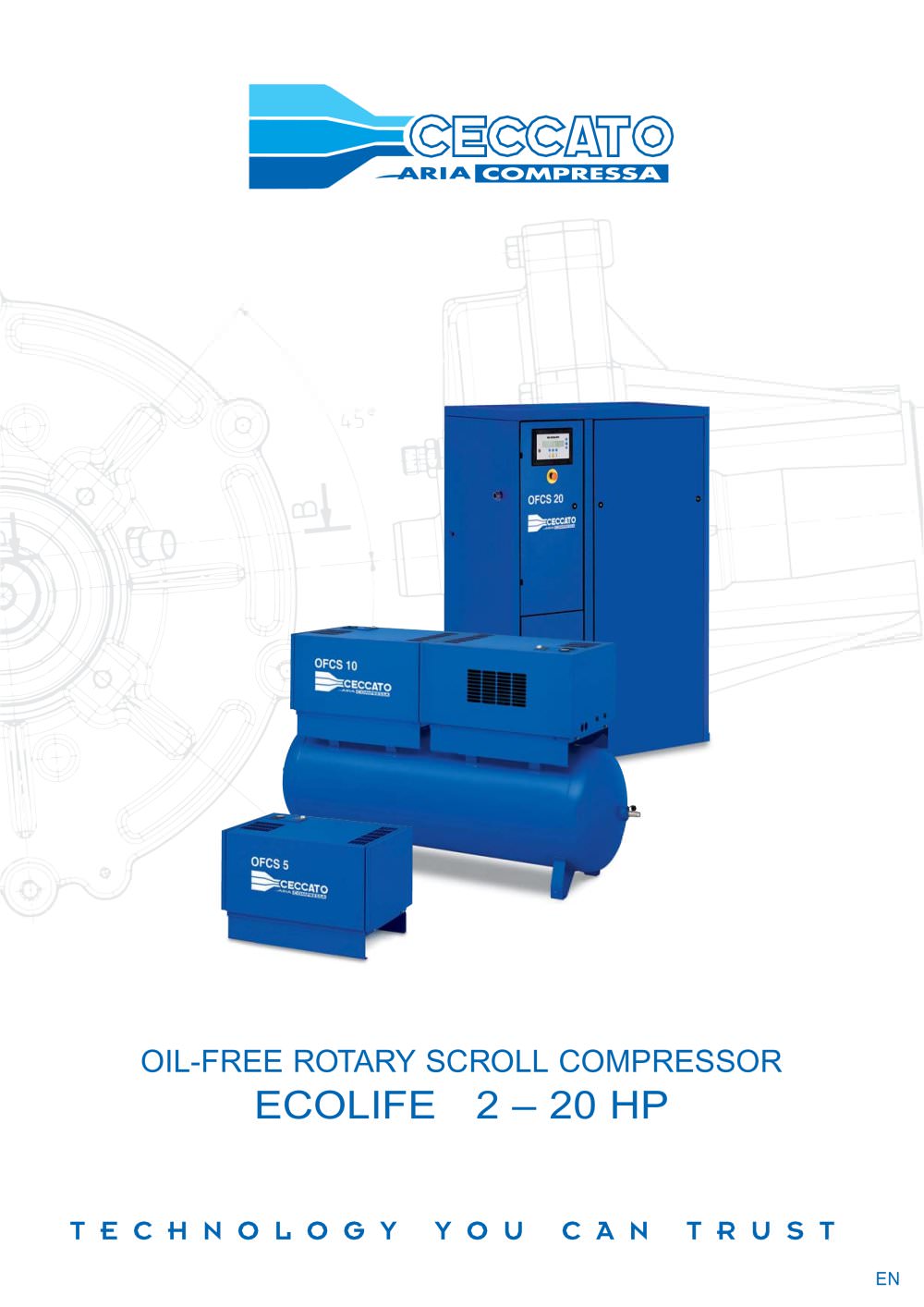 Silenced, non-lubricated compressor, tandem on tank - Ceccato Aria Compressa