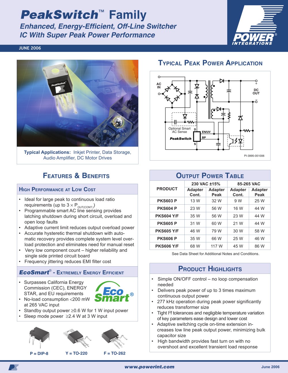 PeakSwitch� Family - Power Integrations