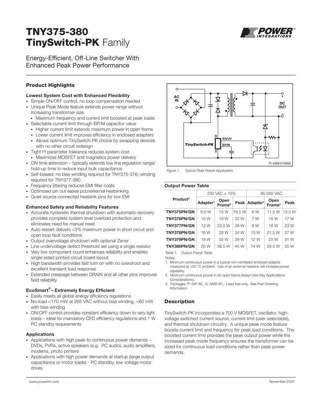 TinySwitch-PK - Power Integrations