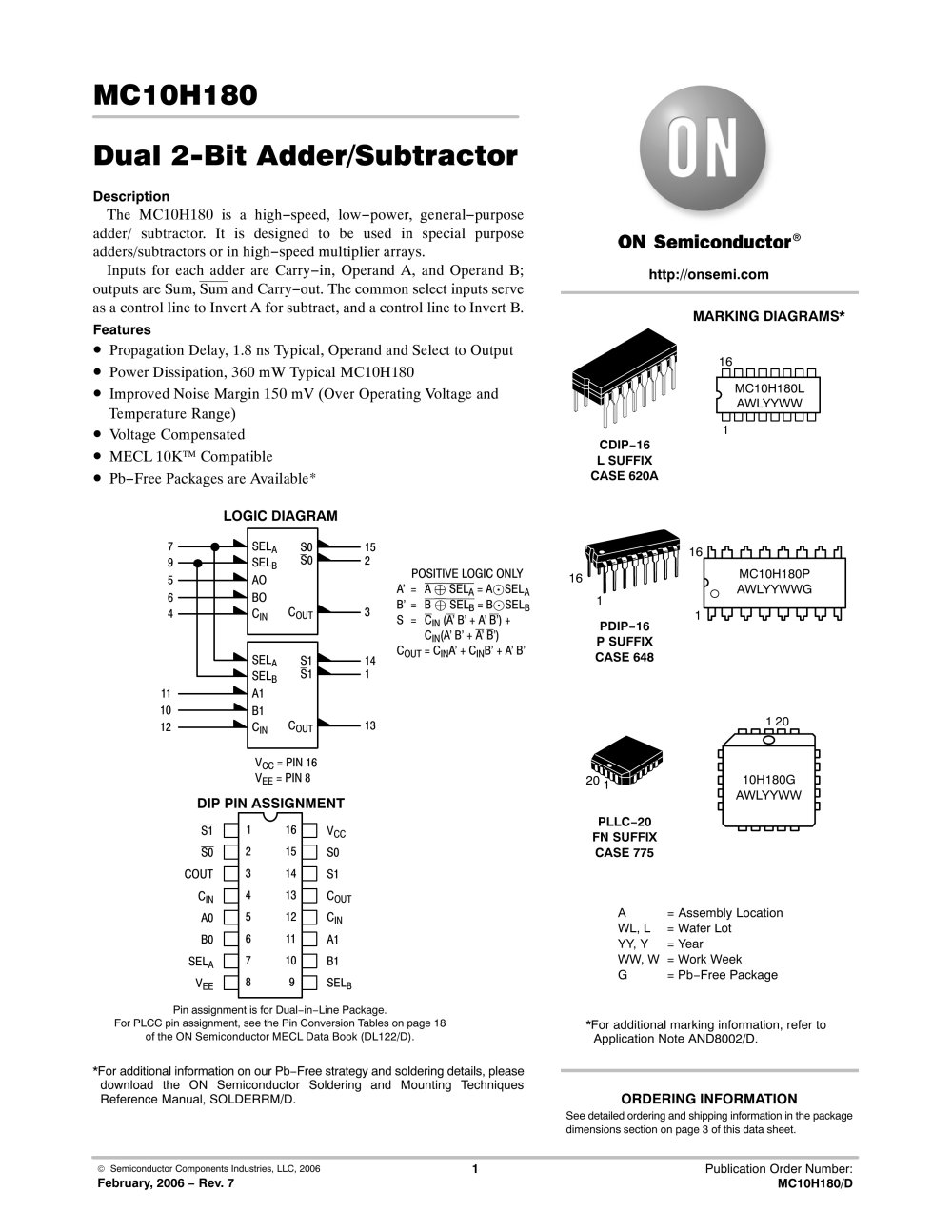 Dual 2-Bit Adder / Subtractor - ON Semiconductor