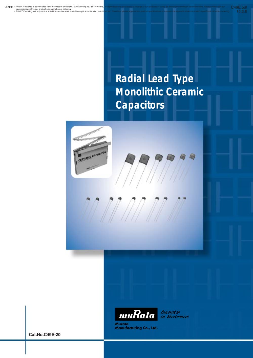 Radial Lead Type Monolithic Ceramic Capacitors - Murata