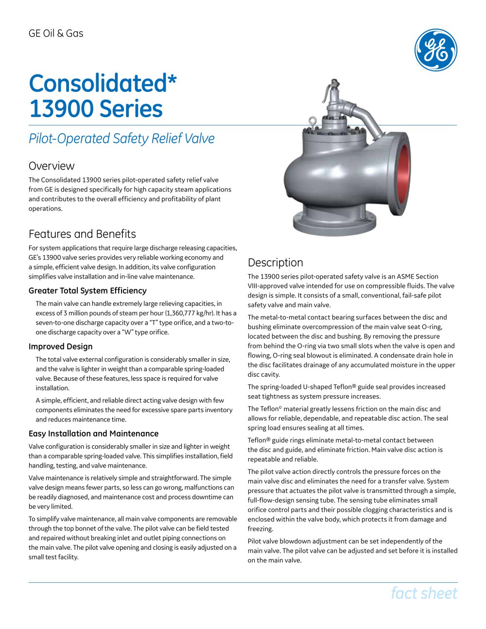 Consolidated Type 13900 Series Pilot Operated Safety Relief Valve Consolidated Type 13900 Series Pilot Operated Safety Relief Valve 1 2 Pages