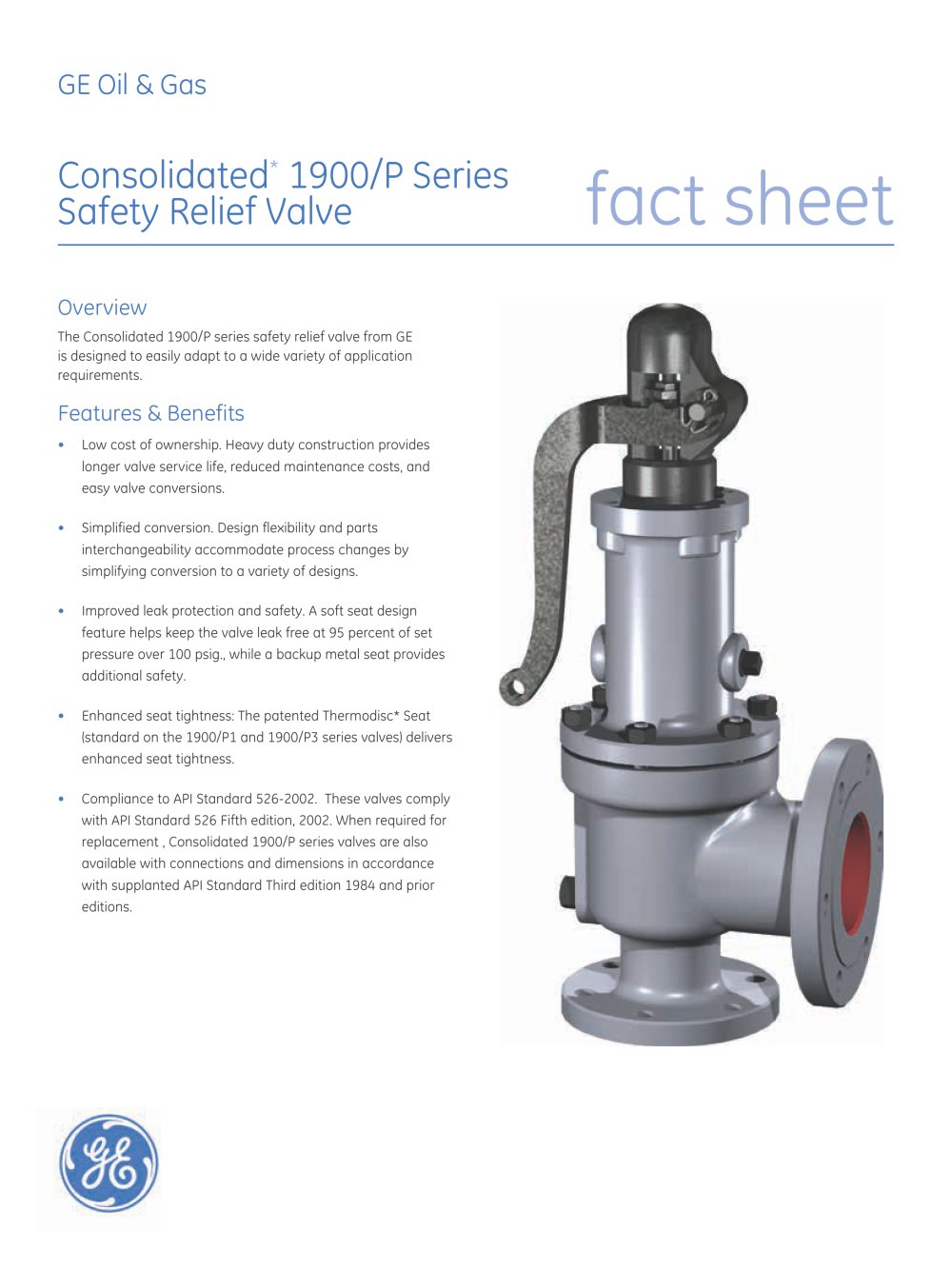 Consolidated Type 1900 P Safety Relief Valve Ge Gas Turbines Pdf Consolidated Type 1900 P Safety Relief Valve 1 2 Pages