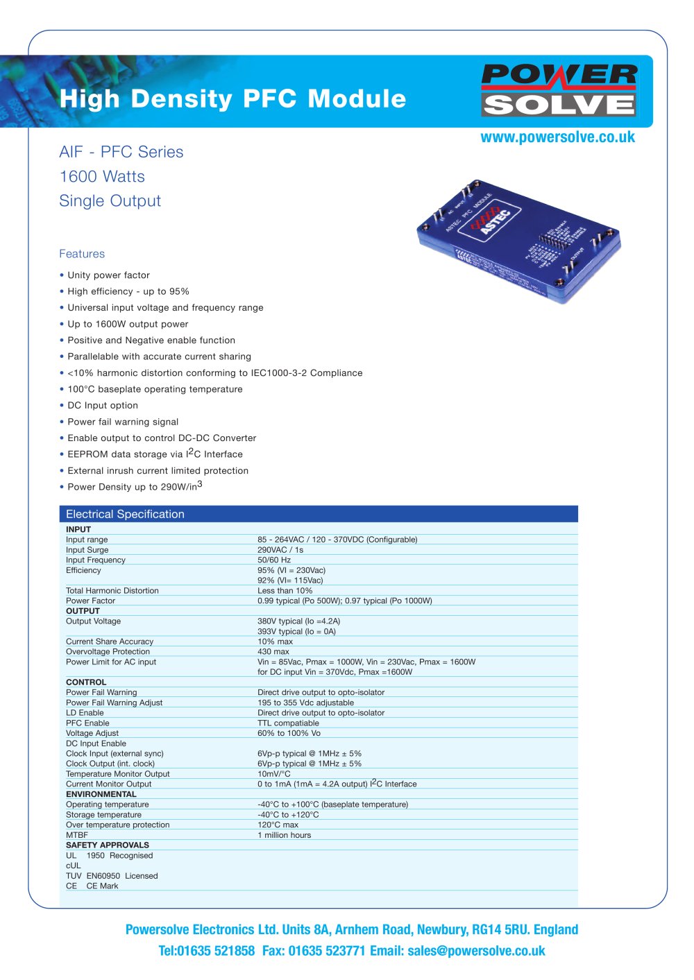 High Density PFC Module - Powersolve Electronics