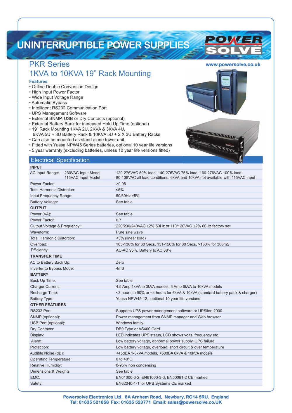 UNINTERRUPTIBLE POWER SUPPLIES - Powersolve Electronics