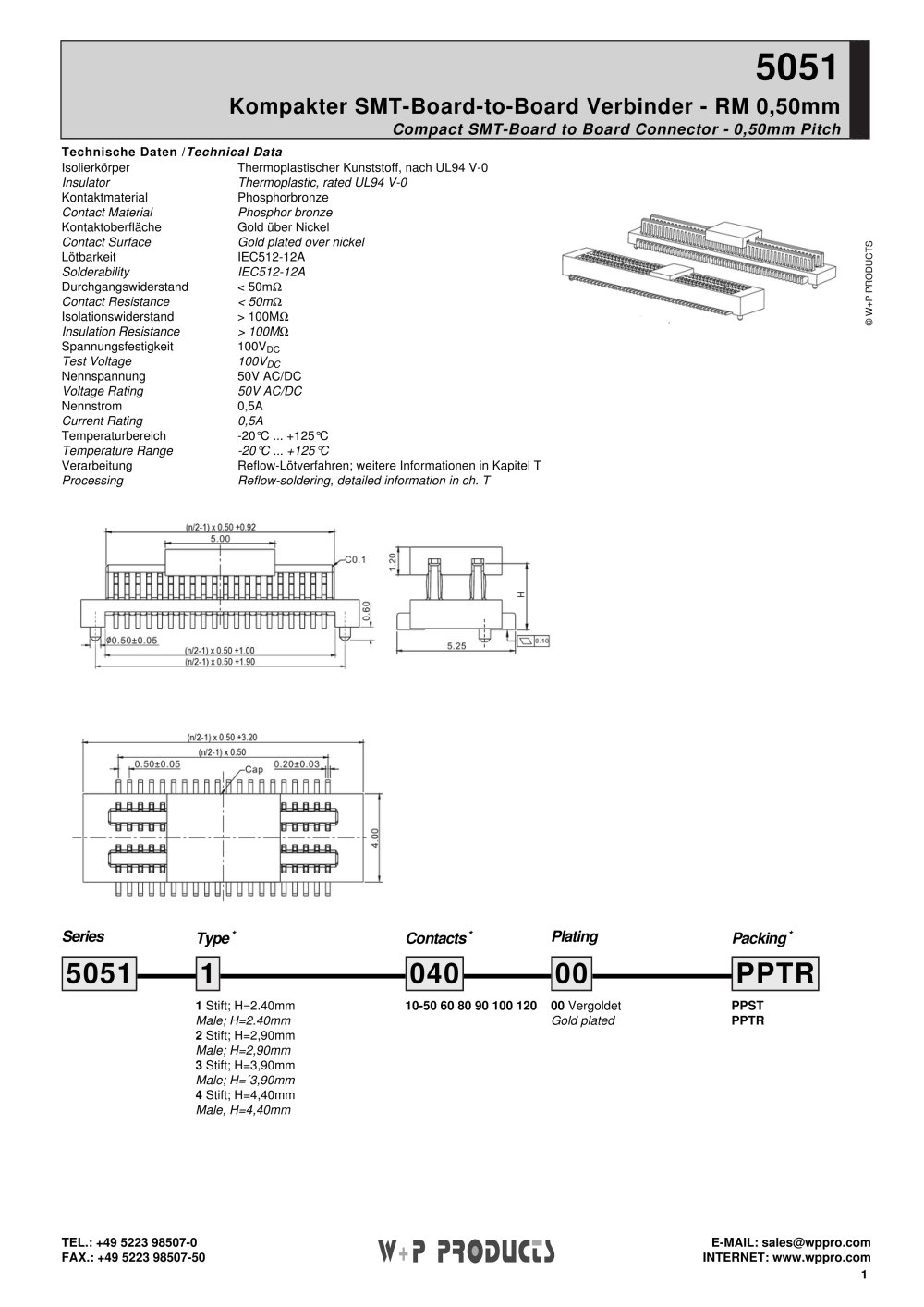 Compact SMT-Board to Board Connector - W+P PRODUCTS