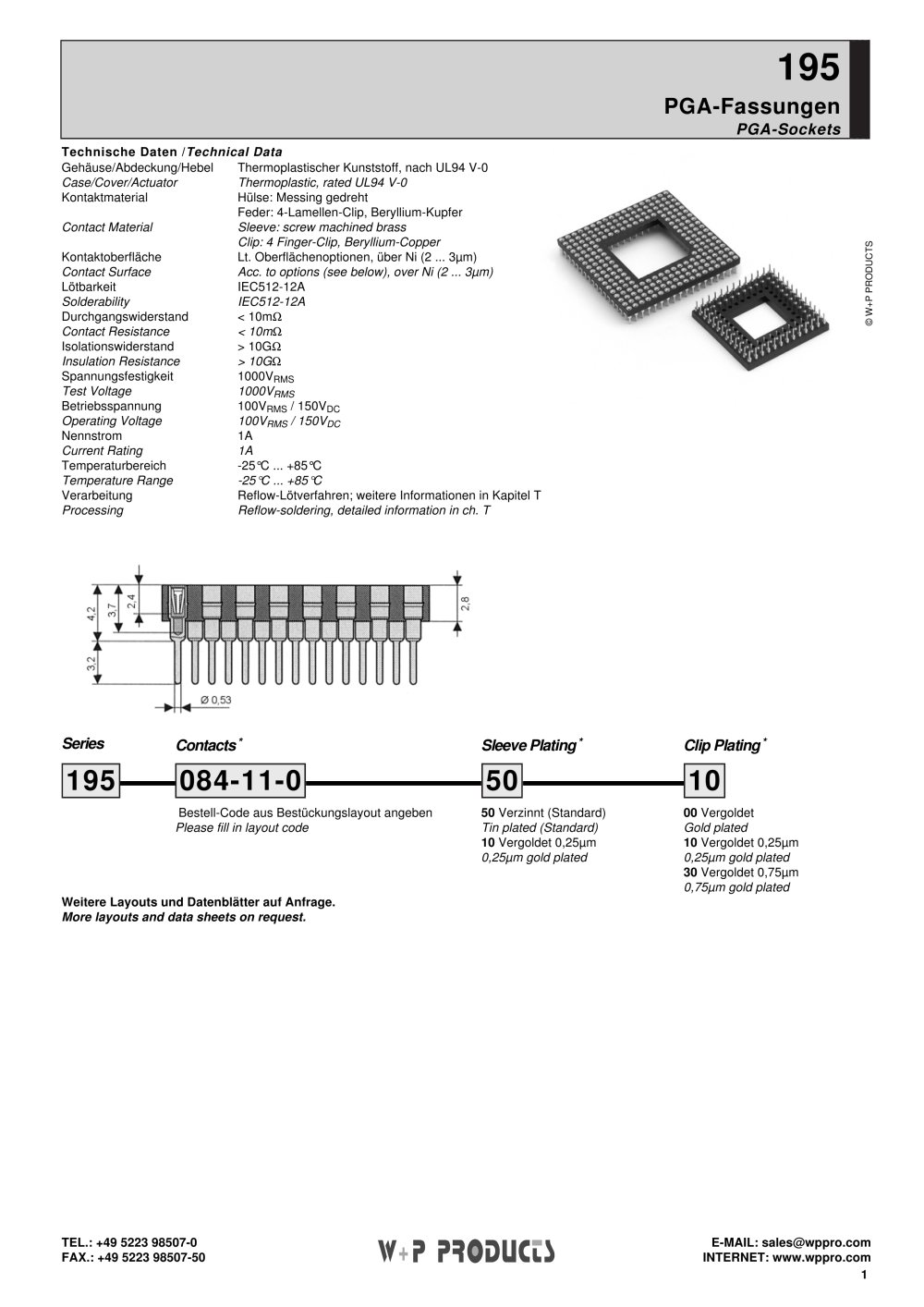 PGA-Sockets - W+P PRODUCTS