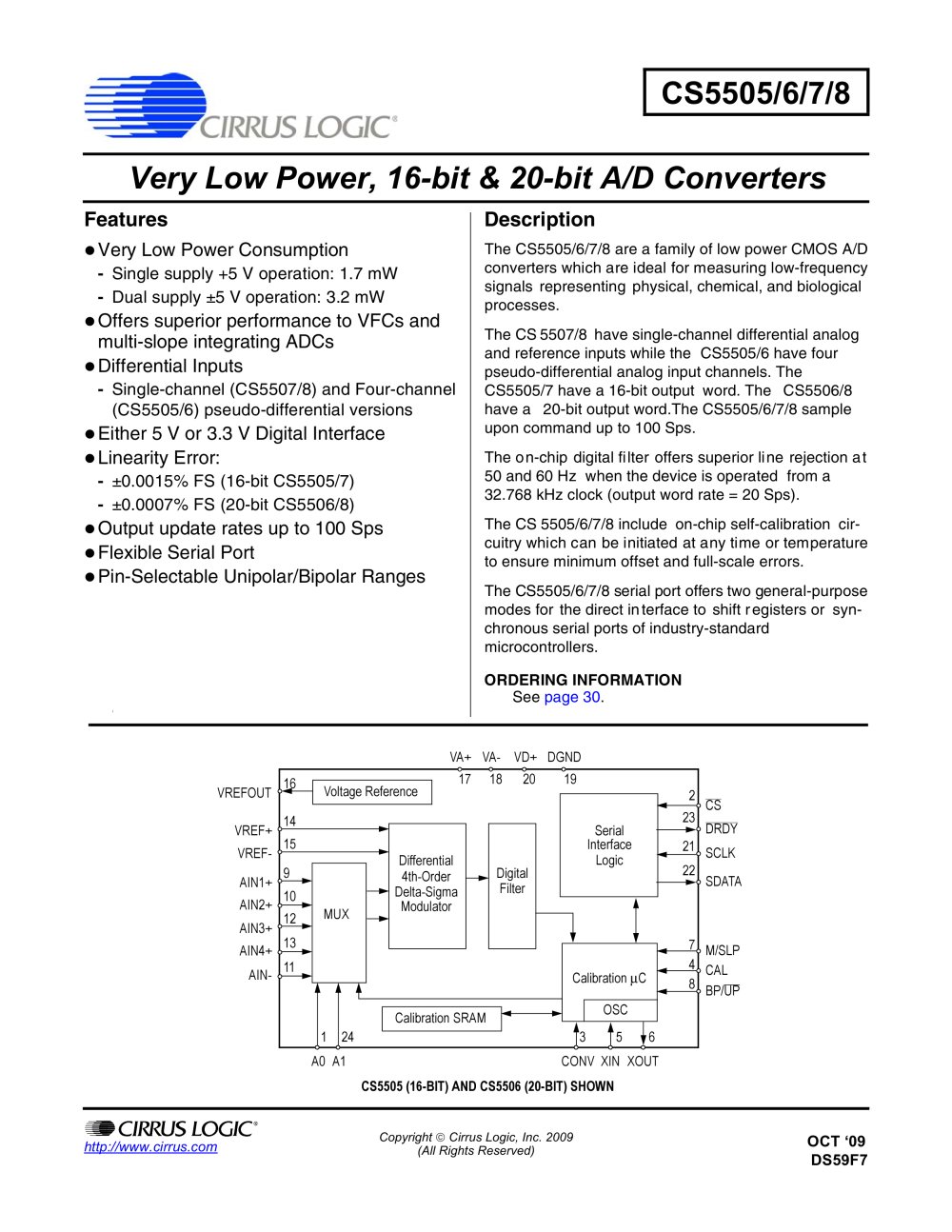 CS5505/06/07/08 Low-Power, 16/20-Bit A/D Converters - Cirrus Logic