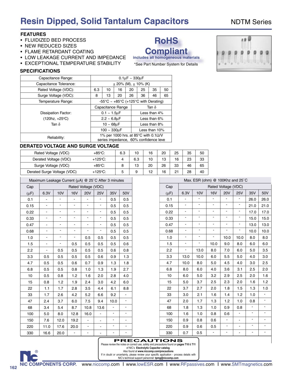 Resin Dipped, Solid Tantalum Capacitors - NIC Components