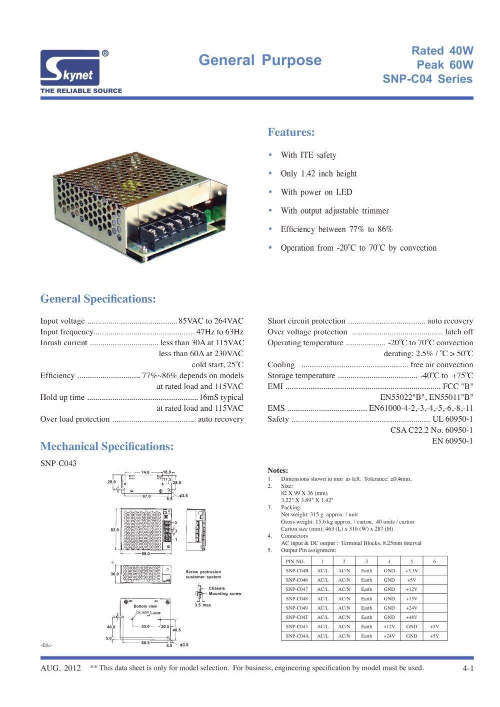 SNP-C04 Series - Skynet Electronic