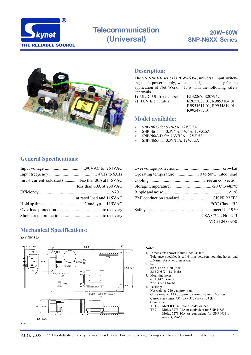 SNP-N6XX Series - Skynet Electronic