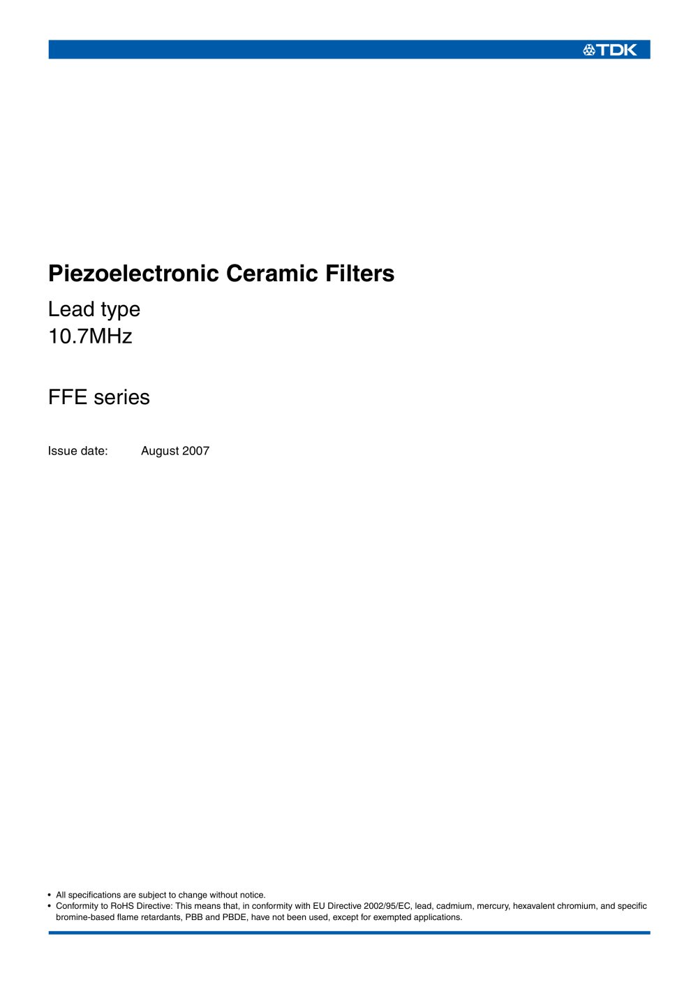 Piezoelectronic Ceramic Filters - TDK