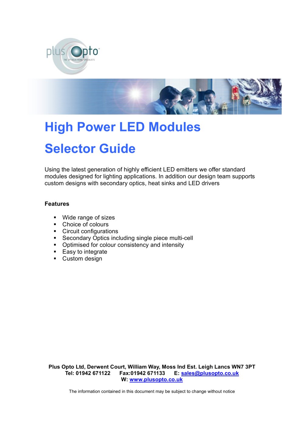High Power LED Modules Cat v1.0 - Plus Opto