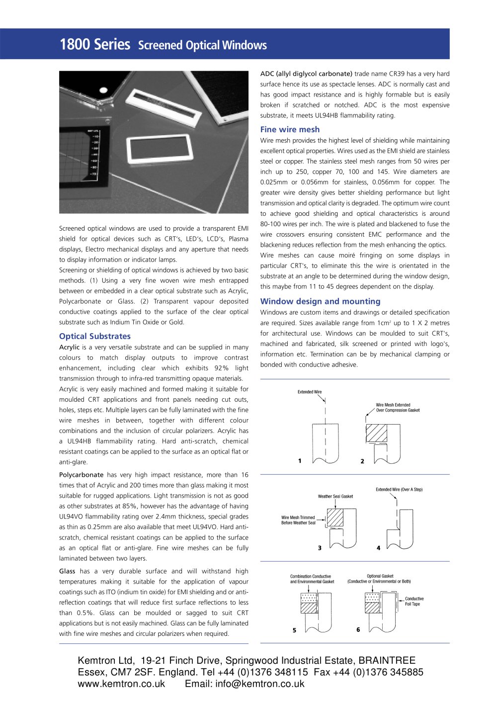 Screened Optical Windows - Kemtron