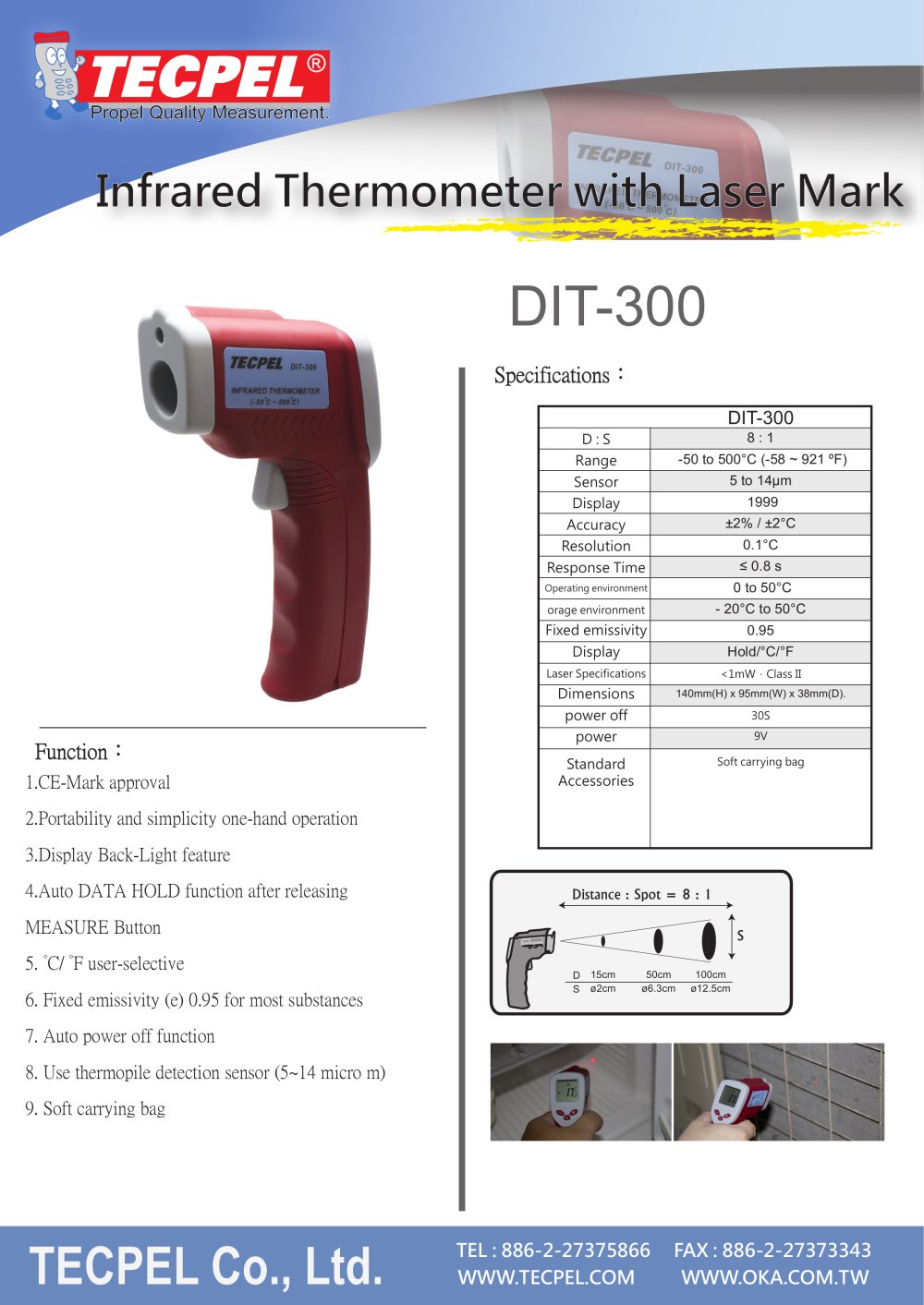 Infrared Thermometer DIT-300 with Laser Mark - Tecpel  Co., Ltd.