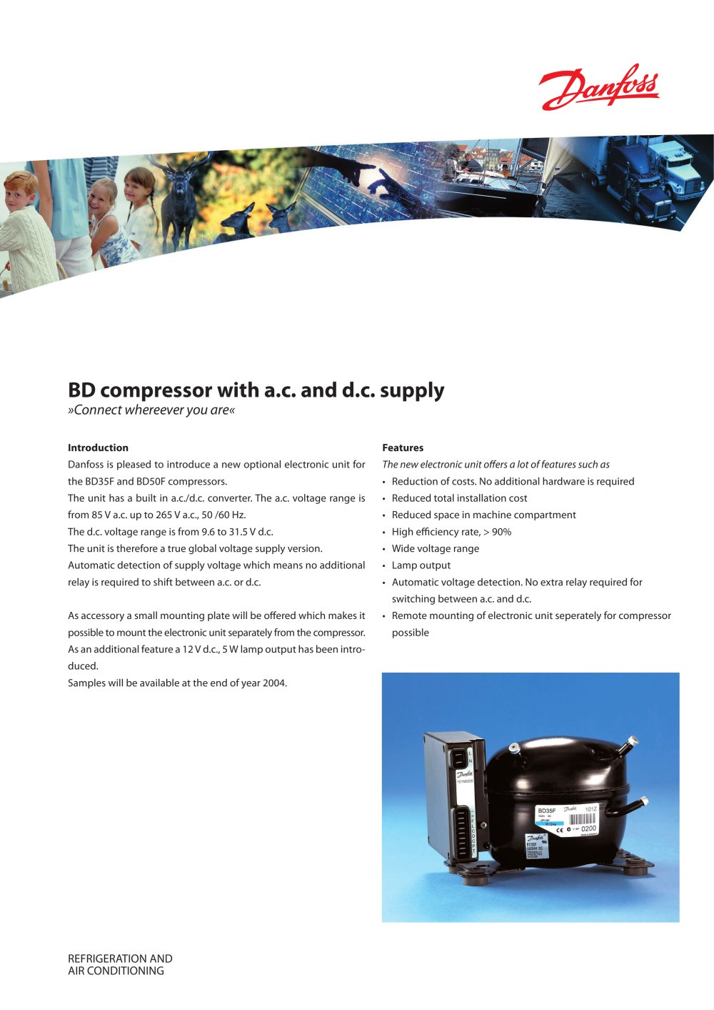 BD Compressor with AC and DC Supply - DANFOSS Refrigeration & Air Conditioning