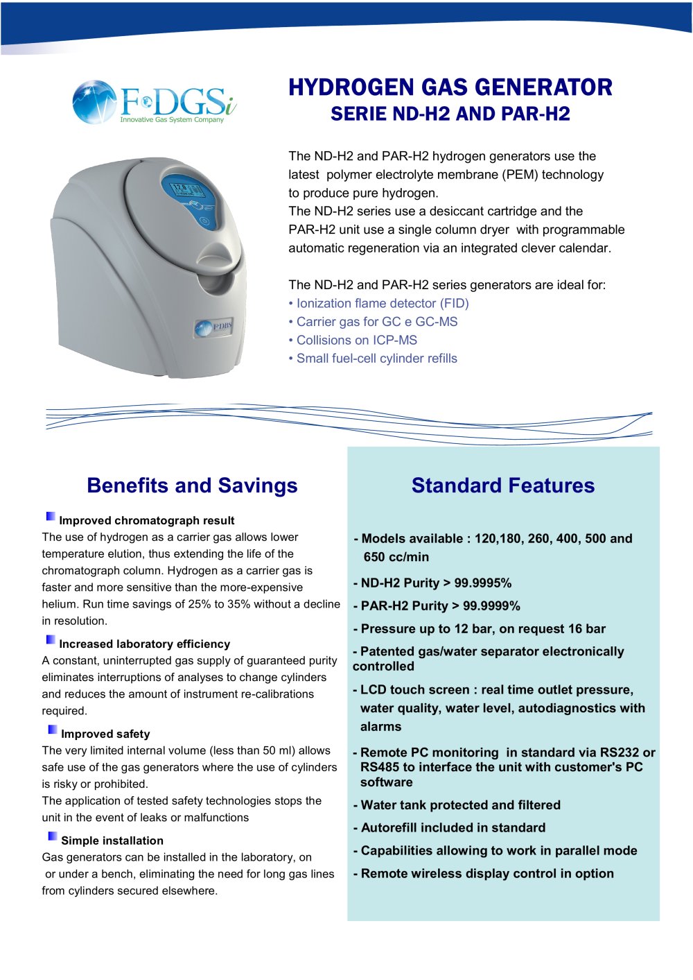 Hydrogen generator ND and PAR series - F-DGSi