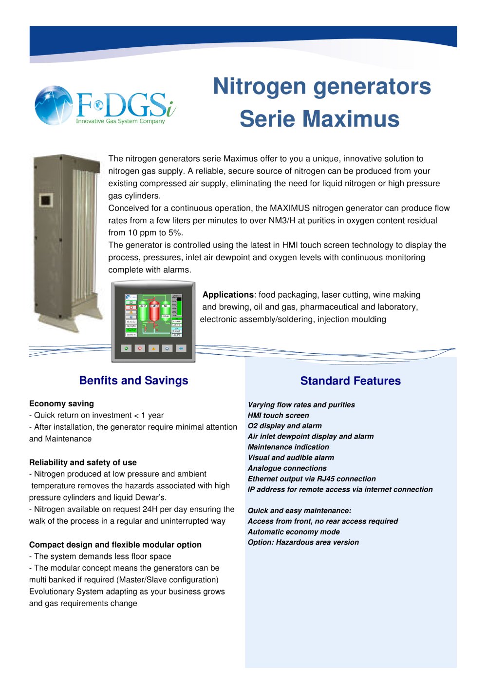 Nitrogen Generator Maximus for Industrial and Lab applications - F-DGSi
