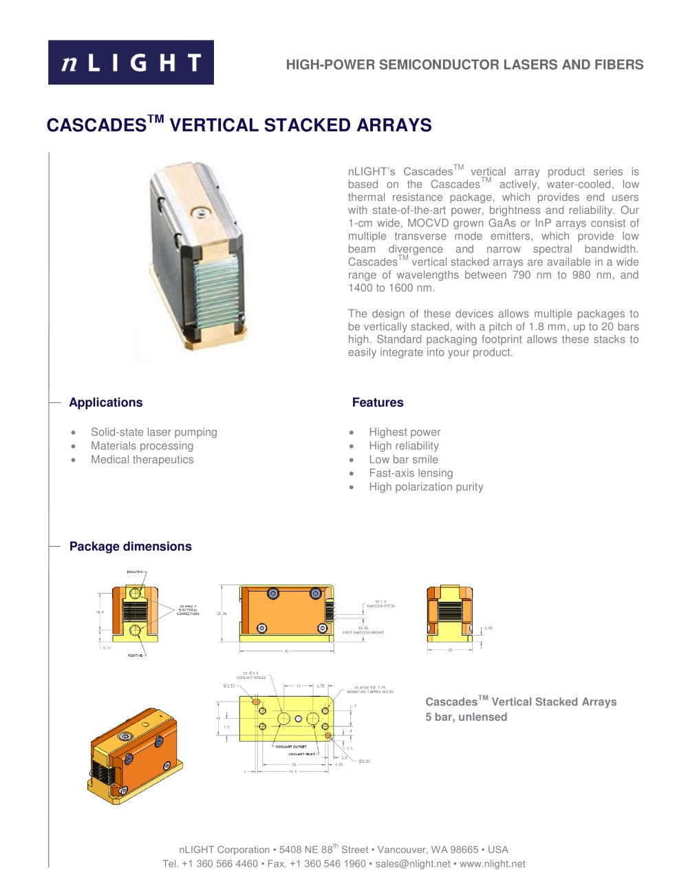 CASCADESTM VERTICAL STACKED ARRAYS - nLight