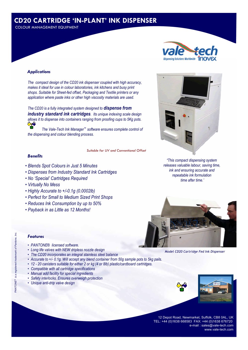 CD20 - Cartridge Fed Ink Dispenser - Vale Tech