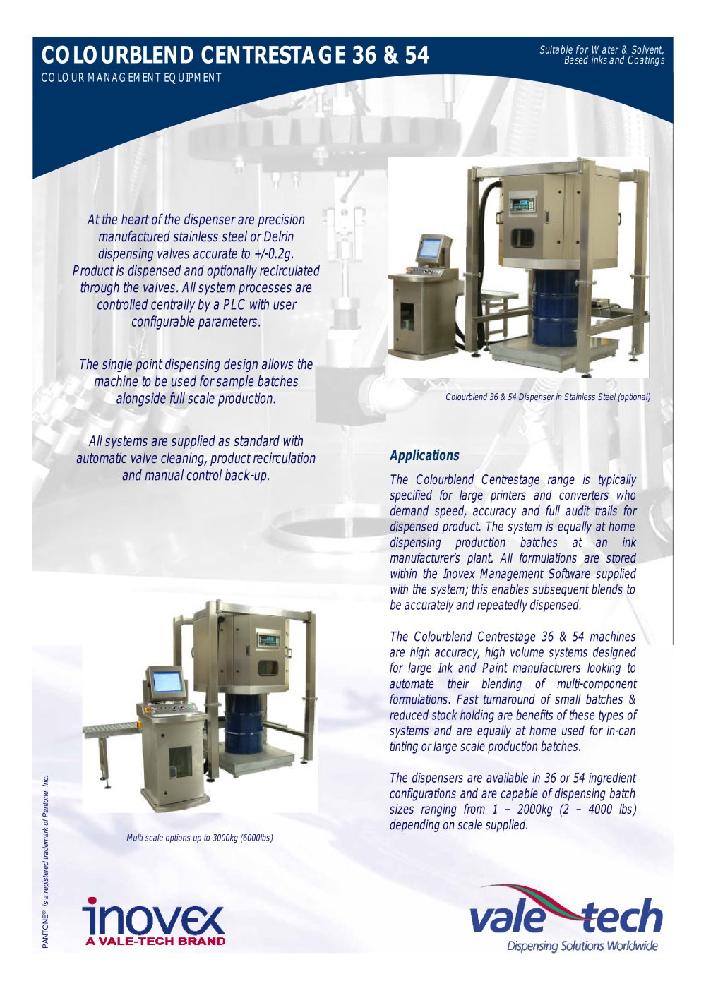 CENTRESTAGE 36 & 54 INGREDIENT HIGH VOLUME DISPENSERS - Vale Tech