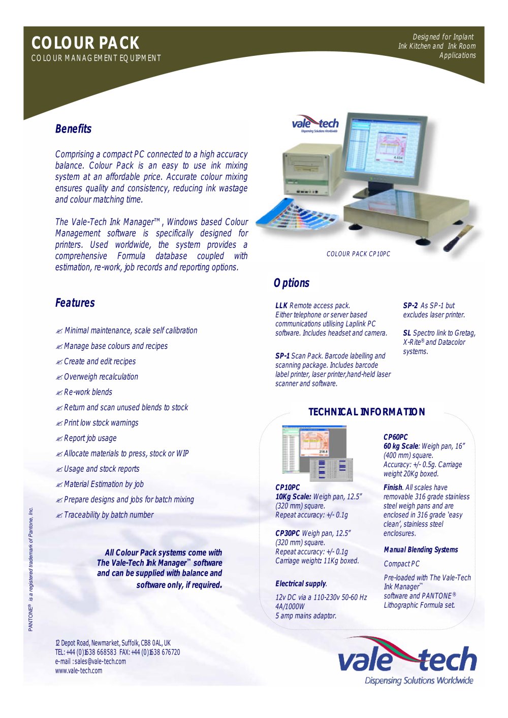 Colour Pack - Checkweigh system for manually blending recipes & formulations - Vale Tech