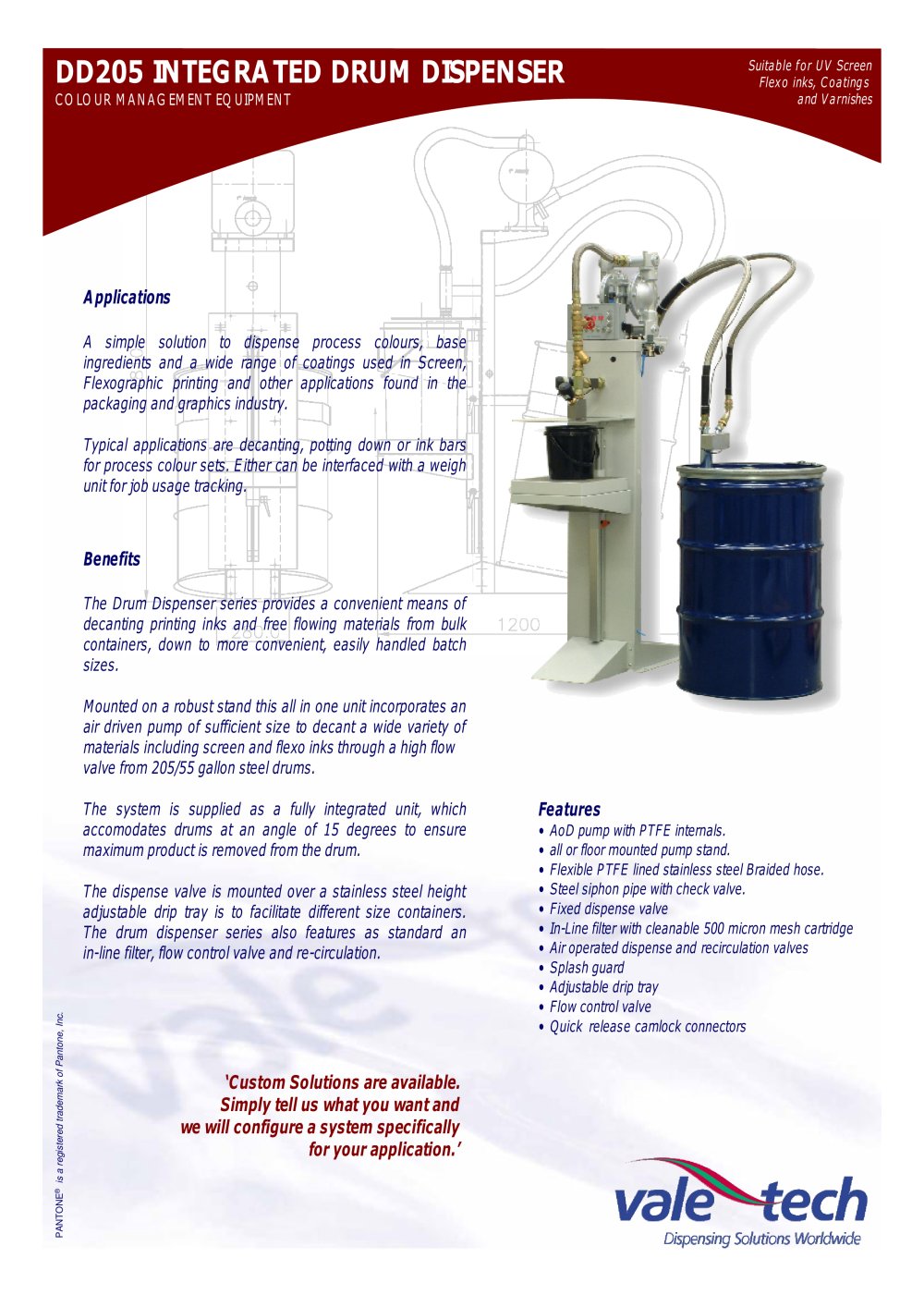 Single Ingredient Drum Dispenser with Automatic Option - Vale Tech