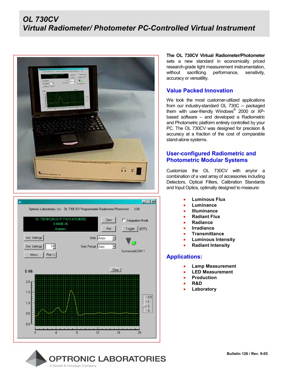 OL 730CV Virtual Programmable Radiometer/Photometer - Gooch & Housego