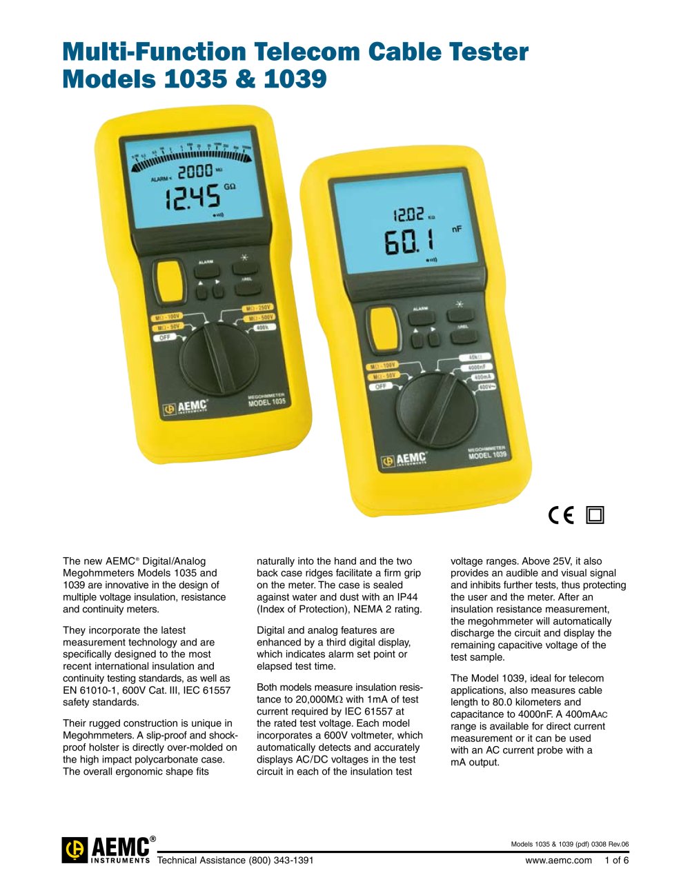 1039 100V Megohmmeters - AEMC Instruments