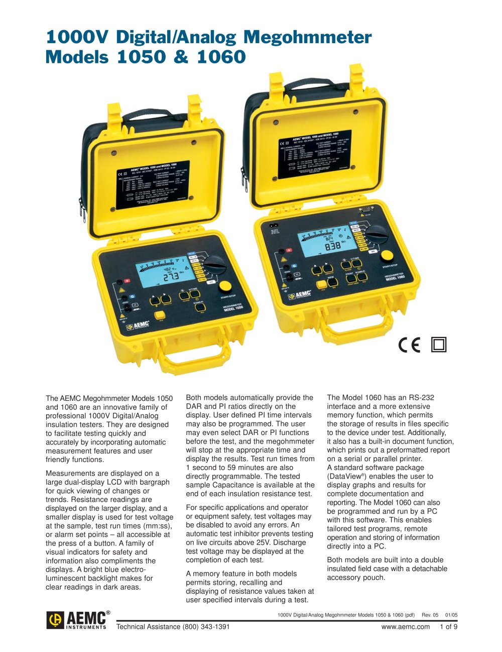 1050 1000V Megohmmeters - AEMC Instruments
