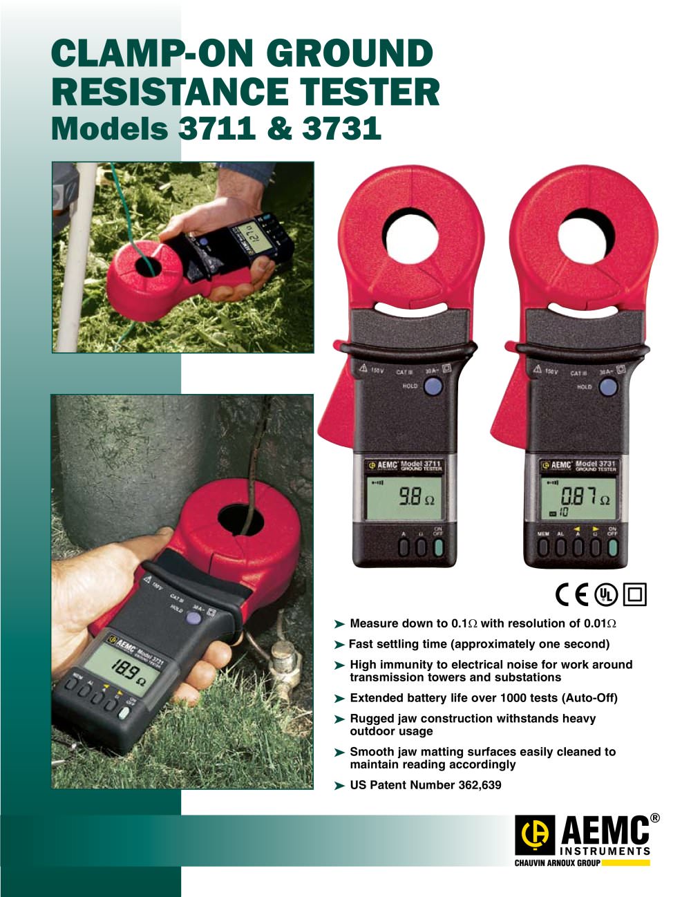 3711 Clamp-On Ground Resistance Testers - AEMC Instruments