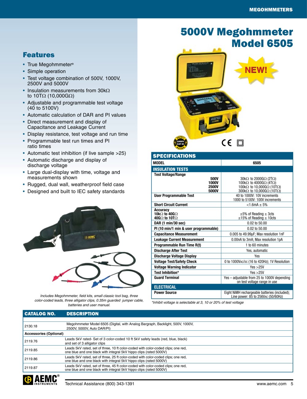6505 5000V Megohmmeters - AEMC Instruments