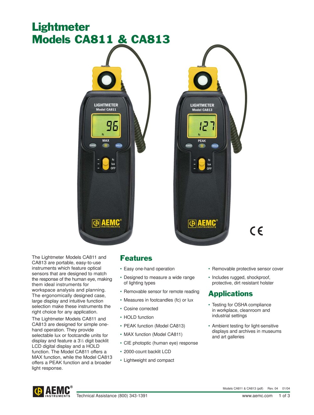 CA813 Lightmeters - AEMC Instruments
