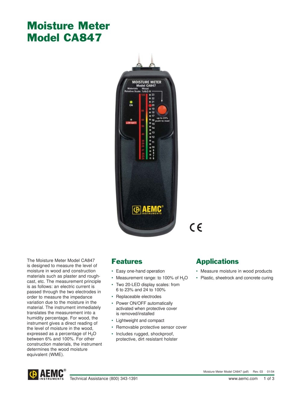 CA847 Moisture Meters - AEMC Instruments