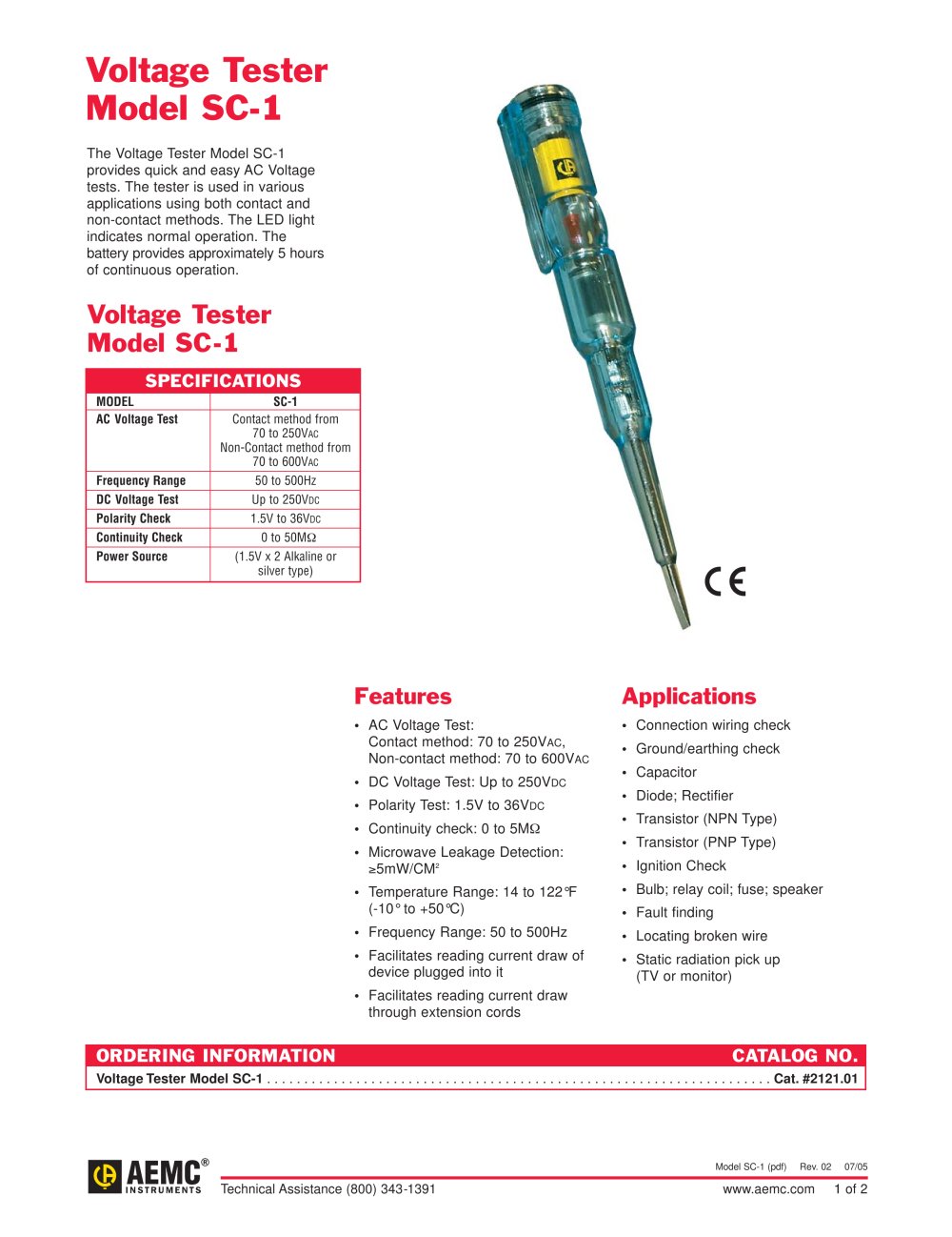 SC-1 Voltage Testers - AEMC Instruments