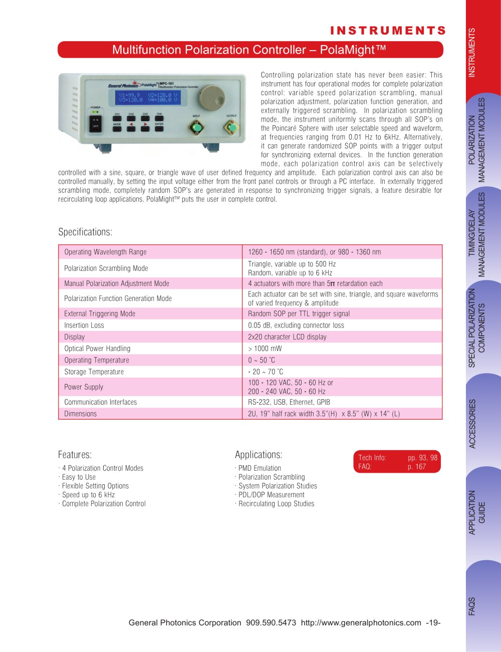 Multifunction Polarization Controller - General Photonics