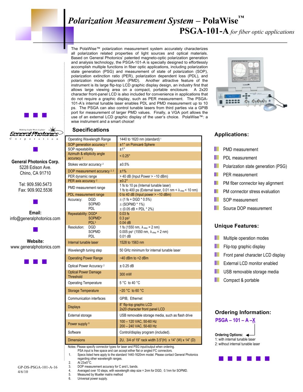 Polarization Measurement System � PolaWise� - General Photonics
