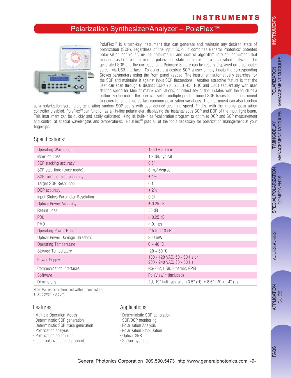 Polarization Synthesizer/Analyzer � PolaFlex� - General Photonics