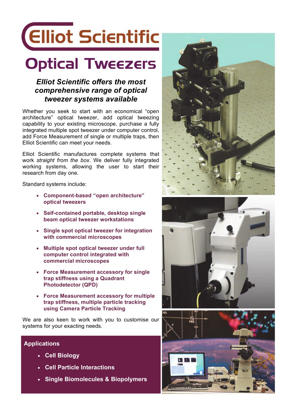 The Elliot Scientific Optical Tweezer Range - Elliot Scientific