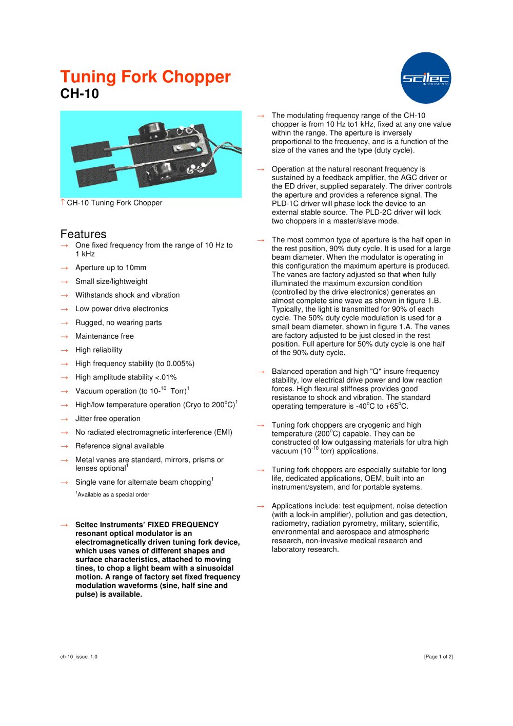 CH 10 - Scitec Instruments