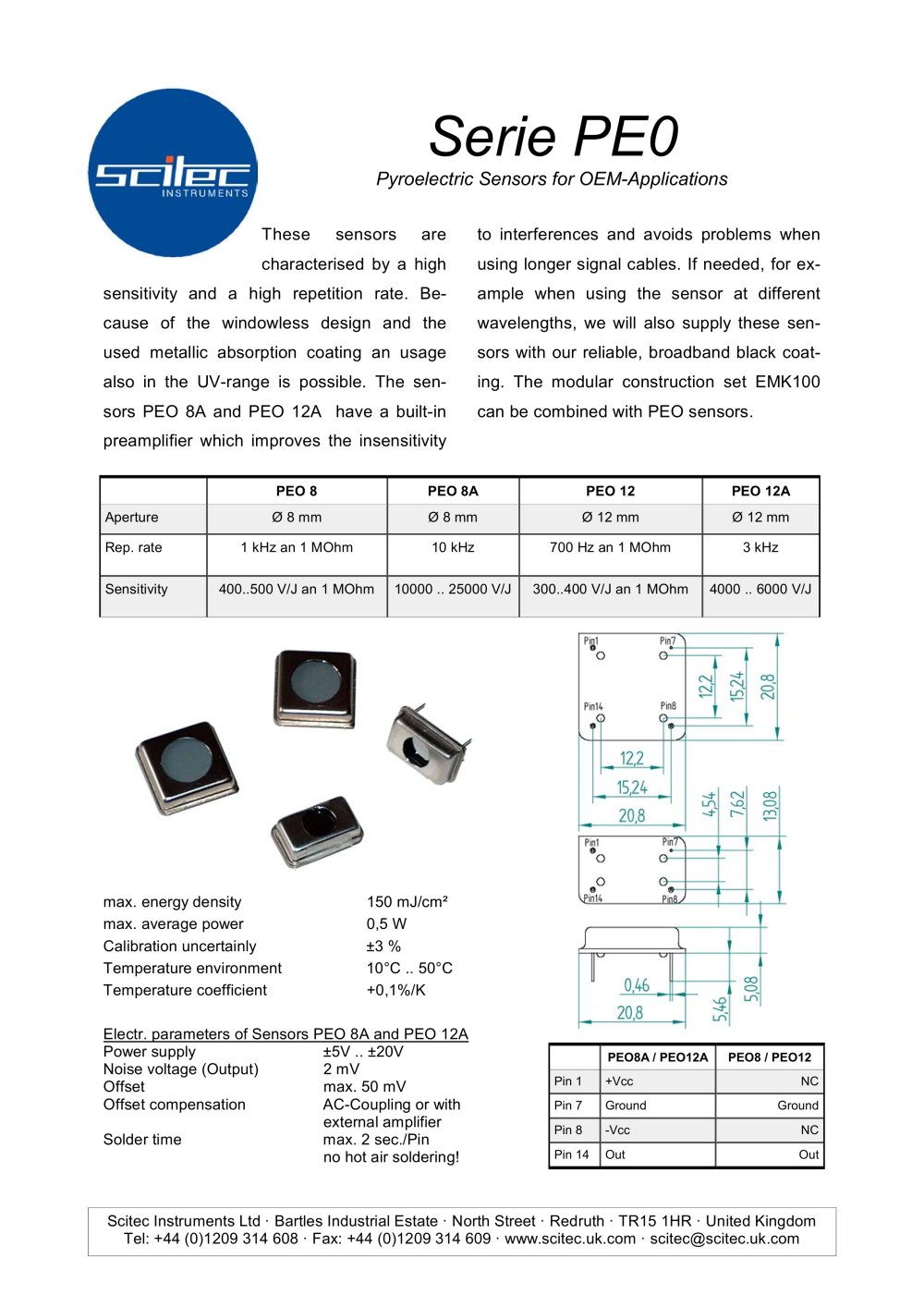 Pyroelectric Sensors for OEM-Applications - Scitec Instruments