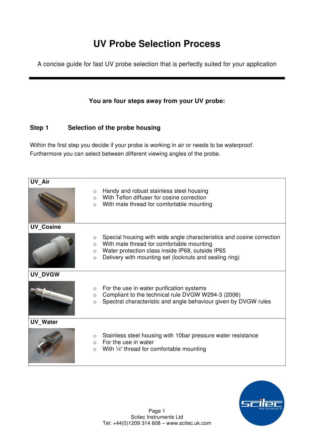 UV Probe Selection Process - Scitec Instruments