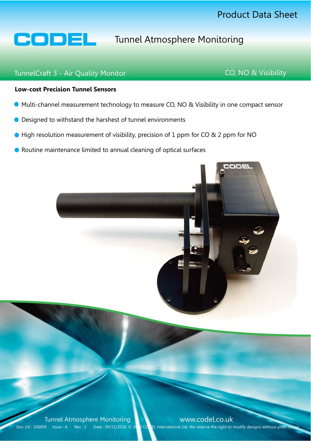 TunnelCraft III   CO / Visibility Tunnel Sensor - Codel International