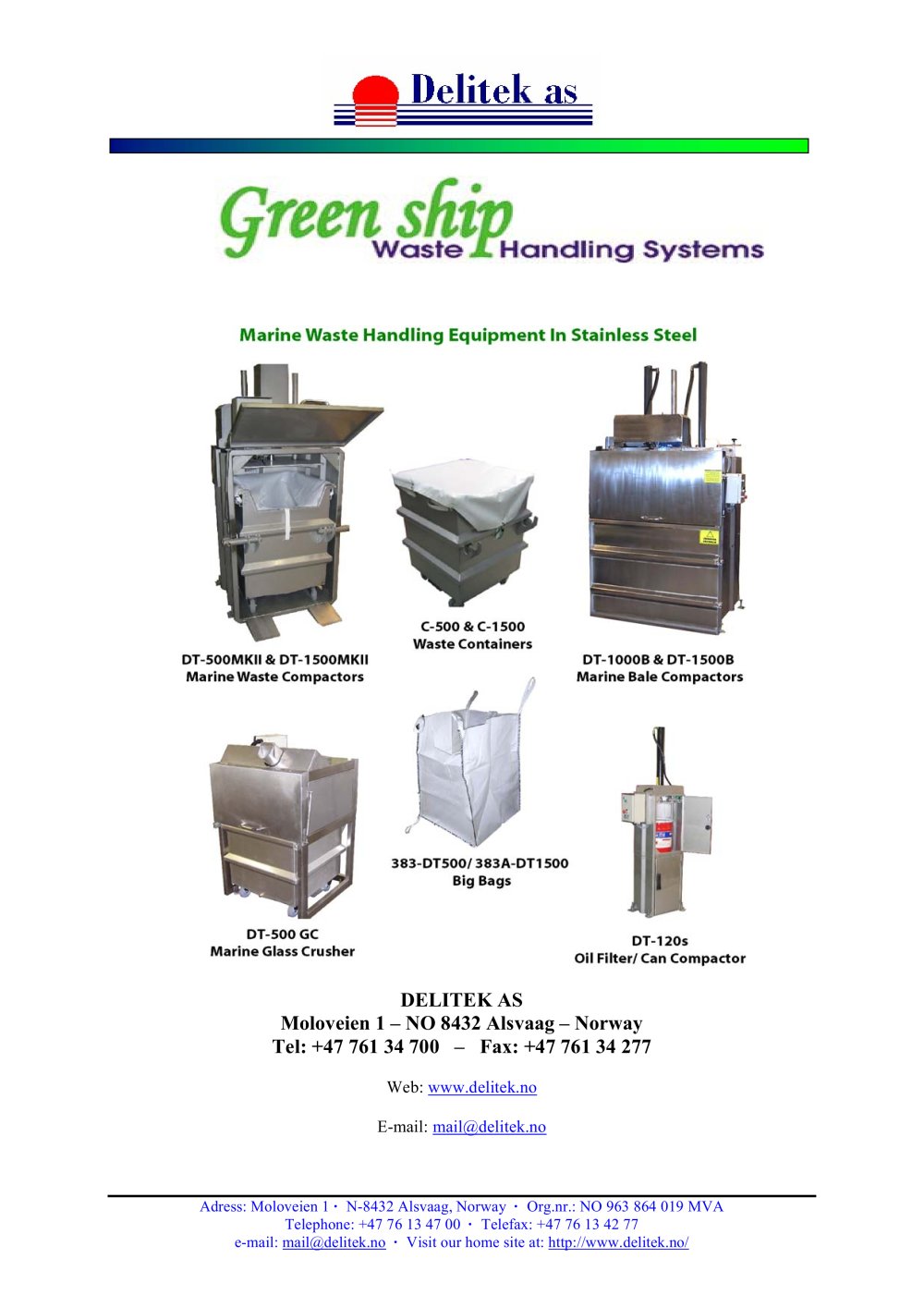 Green Ship Waste Compactors Detailed Product Spec - Delitek AS