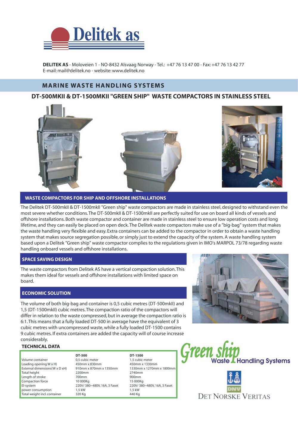 Waste compactor in stainless steel - Delitek AS