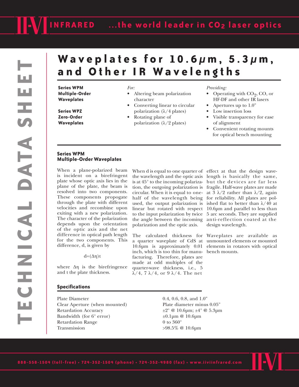 Waveplates - II-VI INFRARED