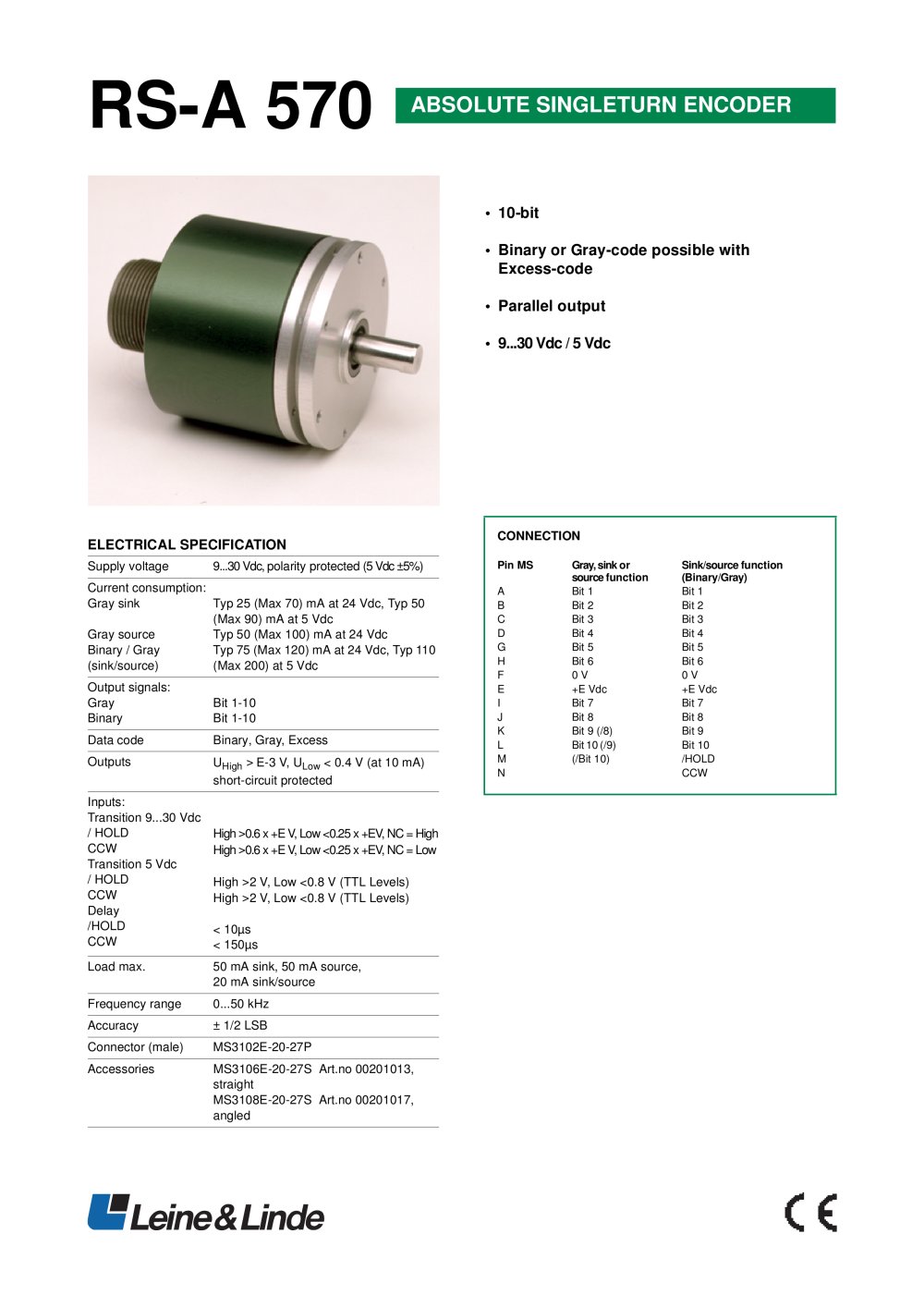 absolute rotary encoder RS-A 570 - Sherborne Sensors Limited
