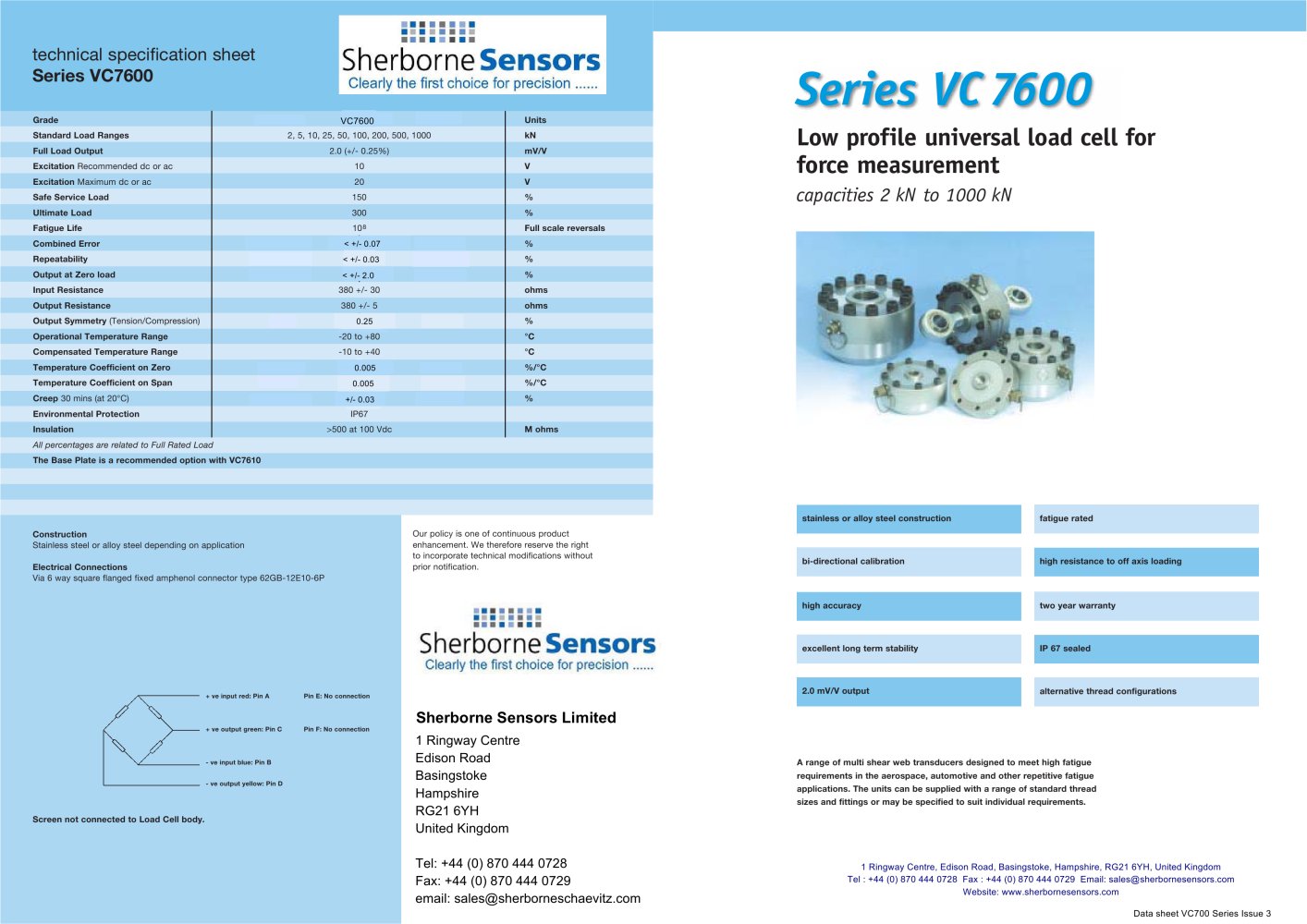 Sherborne Sensors VC7600 Series Universal Force Transducer - Sherborne Sensors Limited